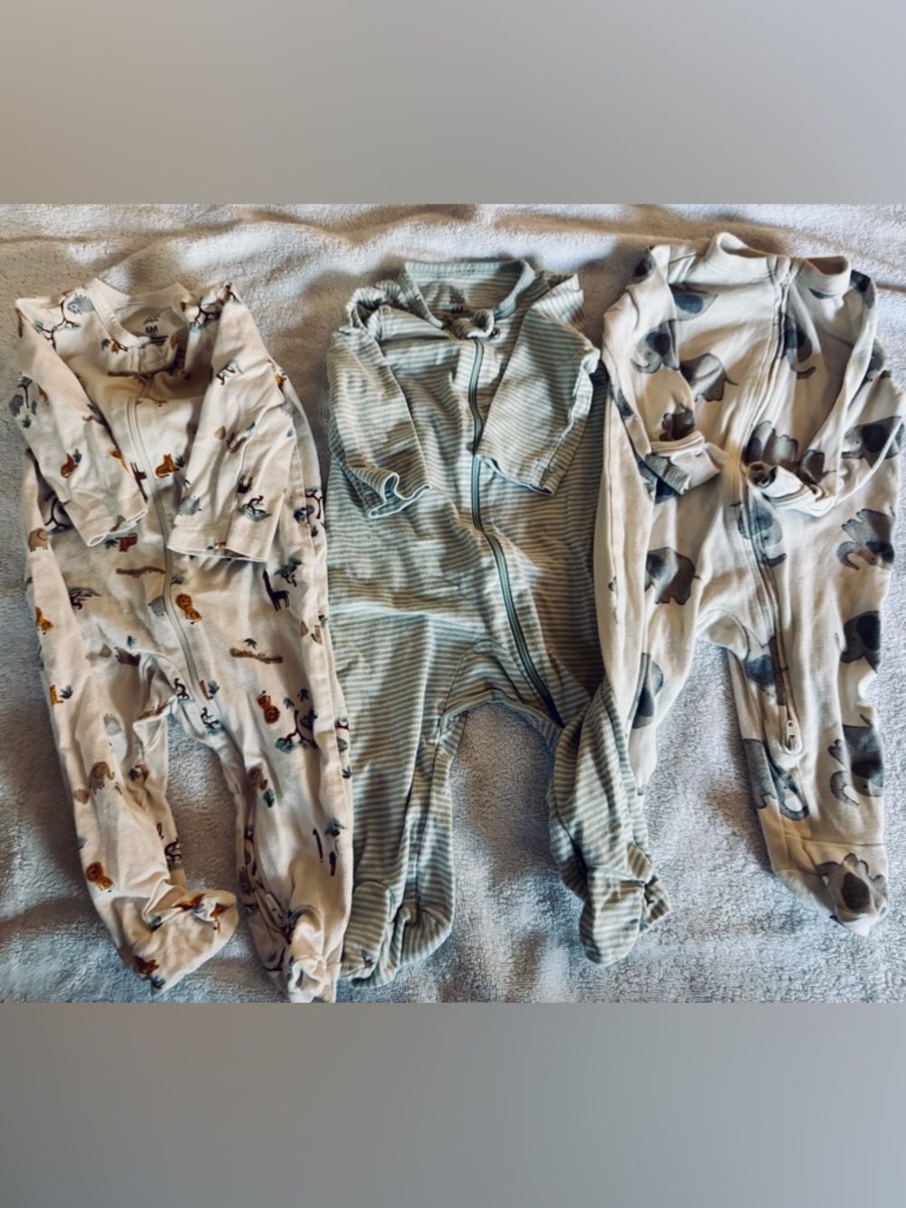 3-Pack Baby Zip Footie Pajamas (6M) | Soft Cotton Sleepers | 🐘